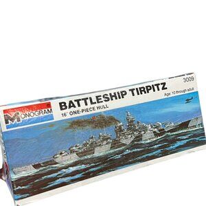 Monogram 1977 D.K.M. Tirpitz WWII German Battleship Model Kit 3009